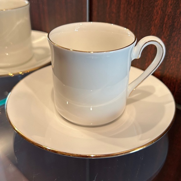 Queen's China Staffordshire English Fine Bone China White Cup & Saucer - 2 Sets - Picture 1 of 8